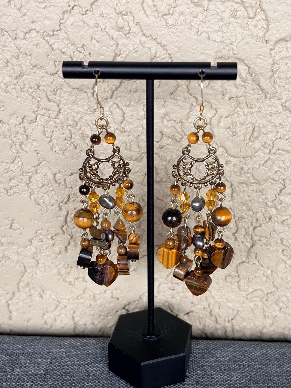 Bohemian Style Tigers Eye Dangle Earrings
